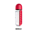 Bouteille d'eau en plastique avec pilulier