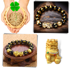 Bracelet en obsidienne noir et doré