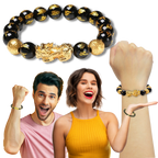 Bracelet en obsidienne noir et doré