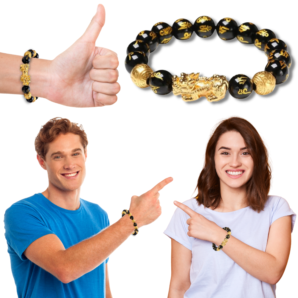 Bracelet en obsidienne noir et doré