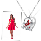 Collier à pendentif de cardinal en forme de cœur
