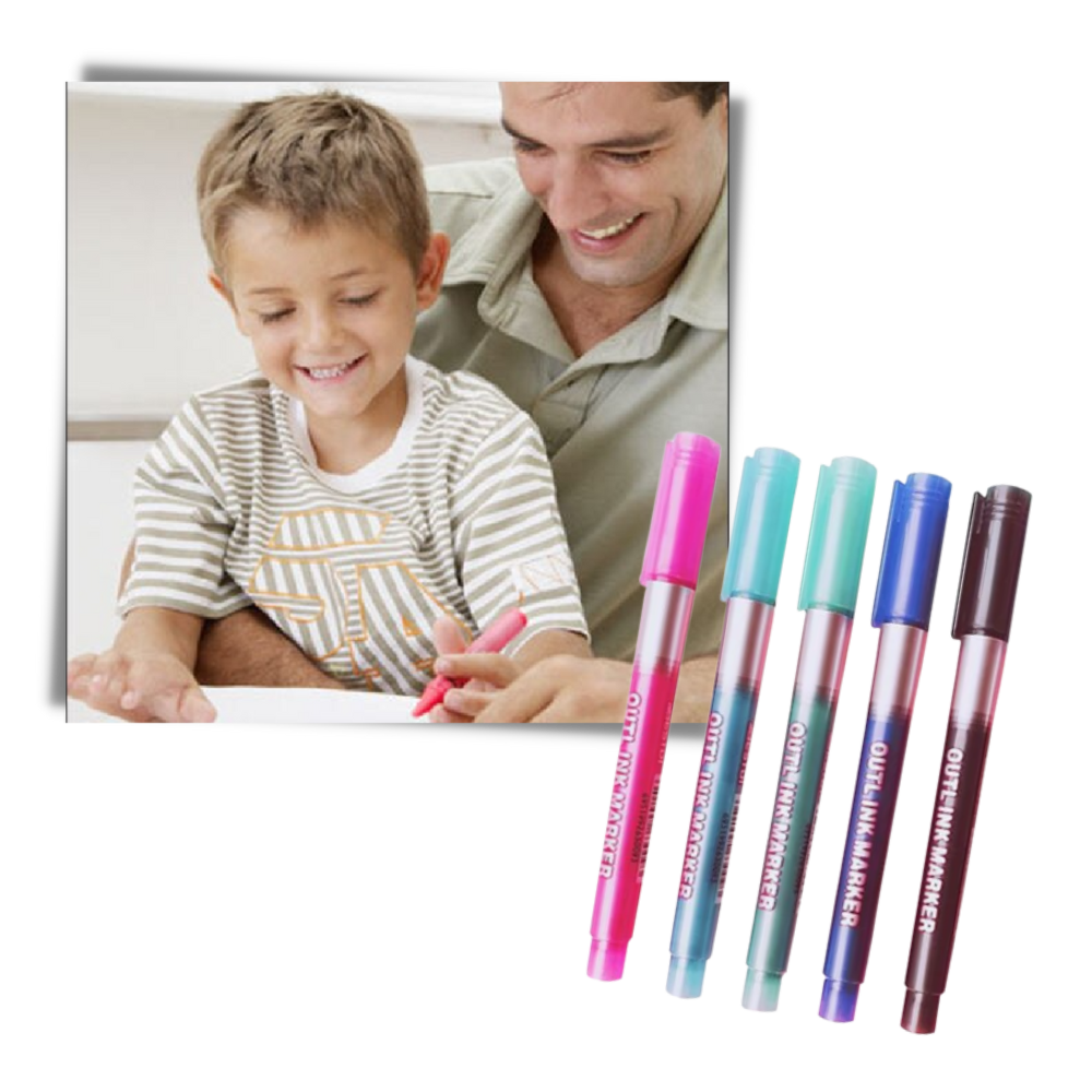 Lot de 8 marqueurs double  ligne