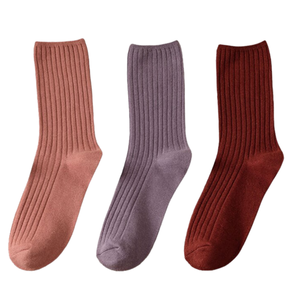 3 Paires de chaussettes côtelées en coton pour femmes
