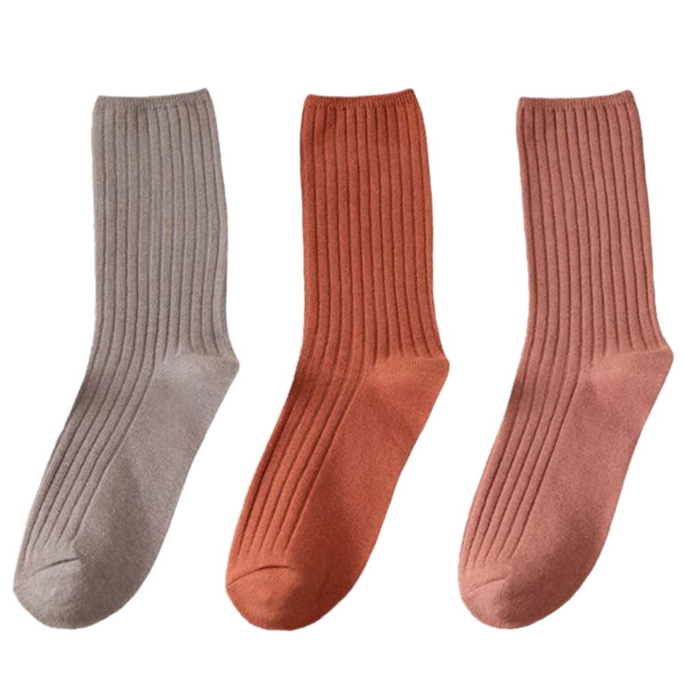 3 Paires de chaussettes côtelées en coton pour femmes