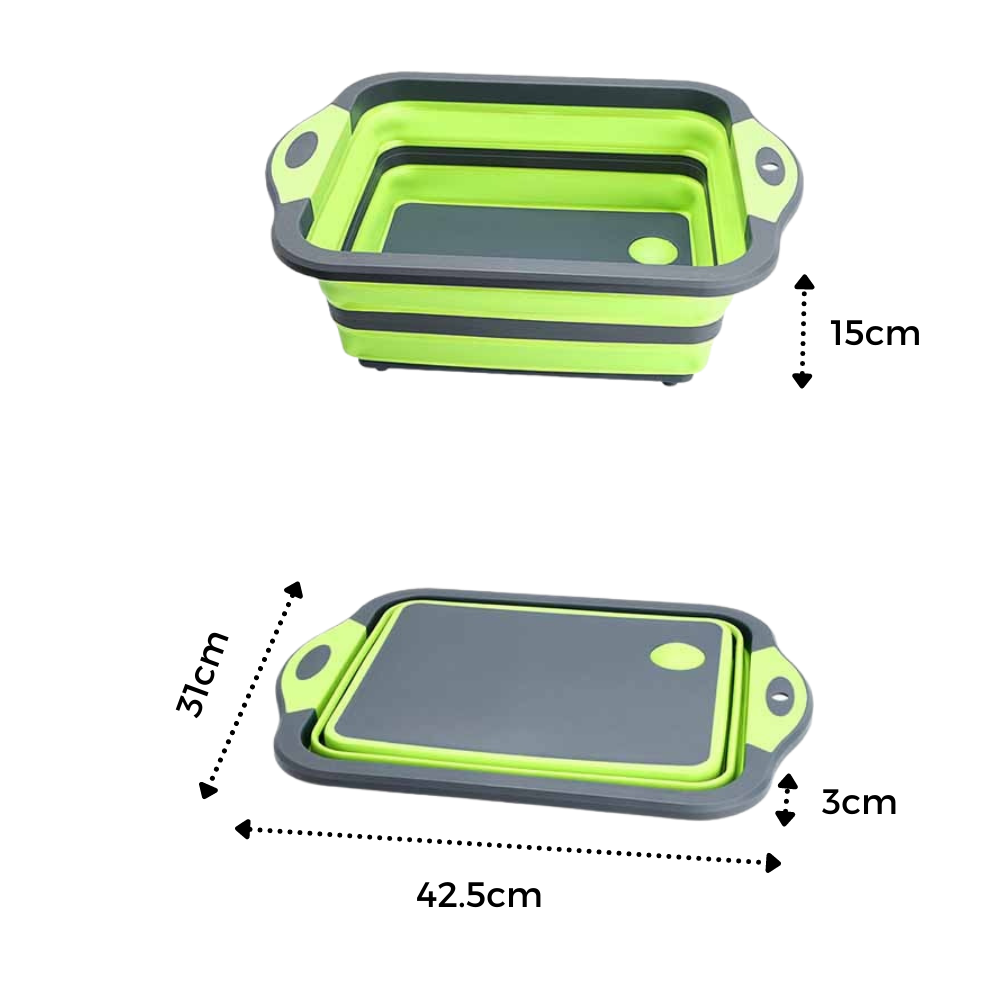 Planche à découper pliable avec panier