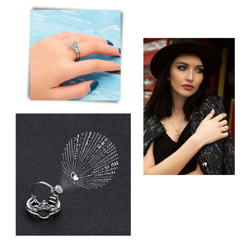 Belle bague "Je t'aime" en 100 langues