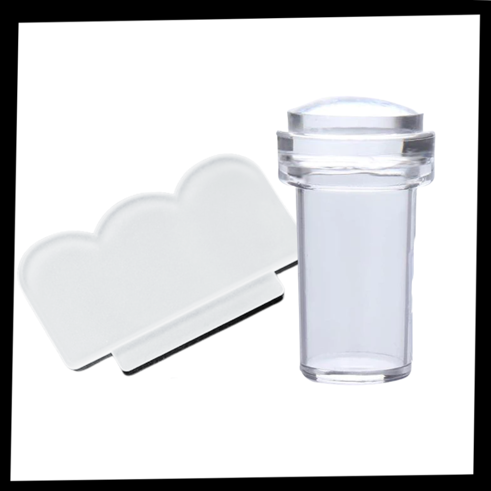 Kit d'estampage en silicone pour nail art avec grattoir