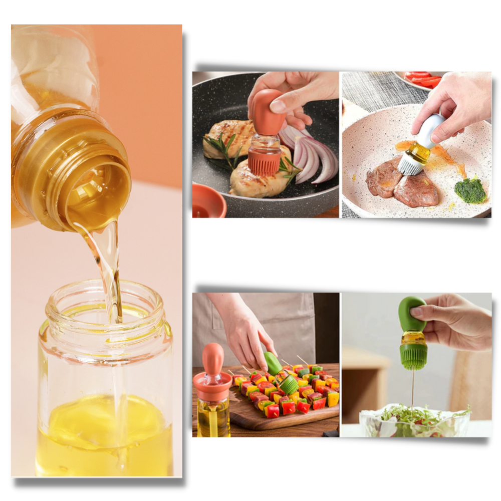 Bouteille d'huile en verre avec pinceau