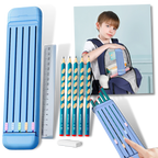 Trousse à crayons rigide avec crayons et règle