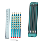 Trousse à crayons rigide avec crayons et règle