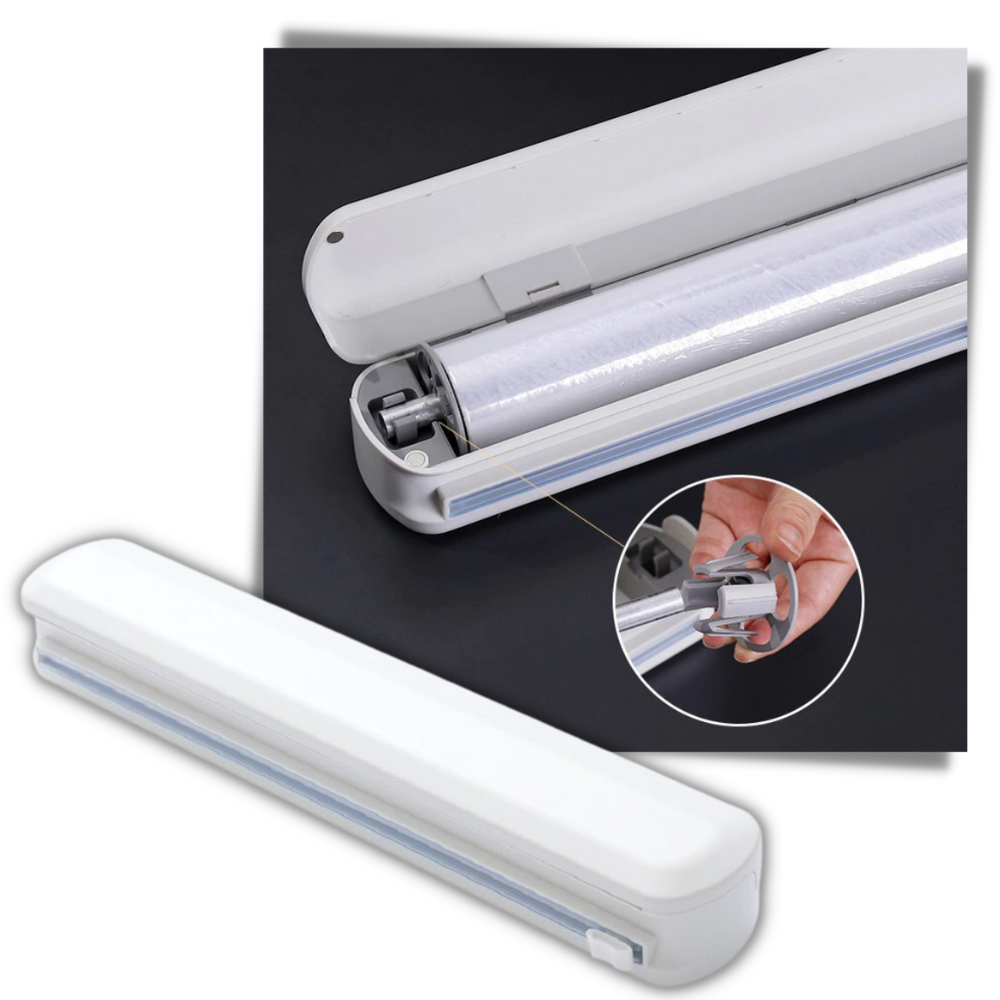 Distributeur et coupeur de film alimentaire en plastique