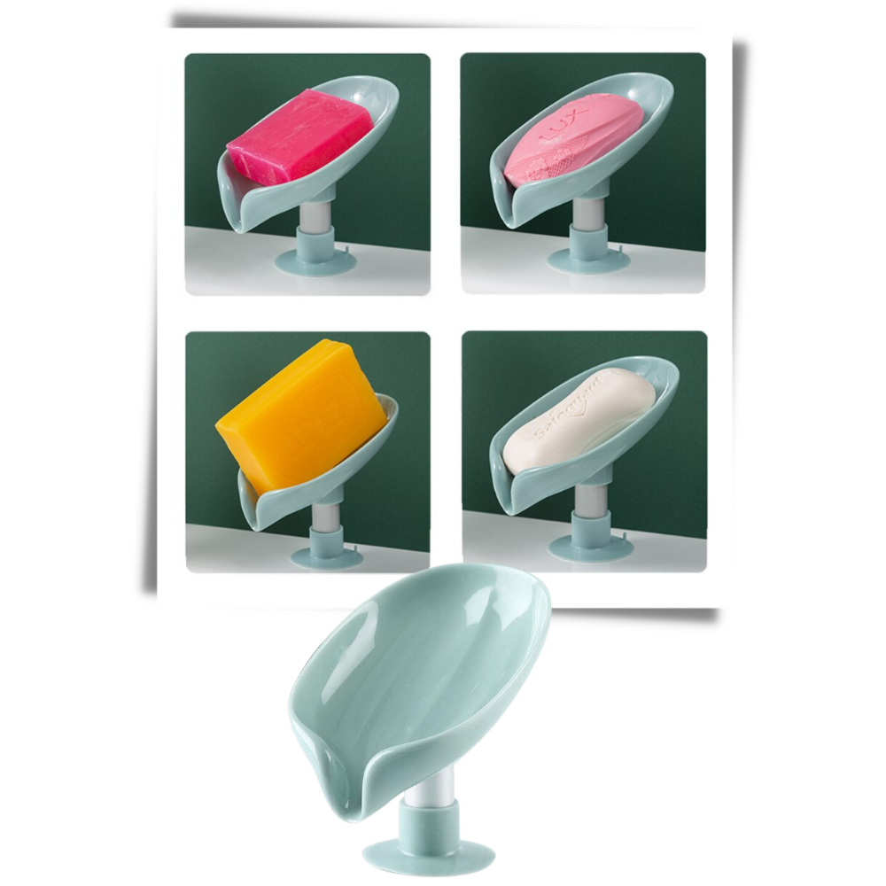 Porte-savon en forme de feuille avec égouttoir