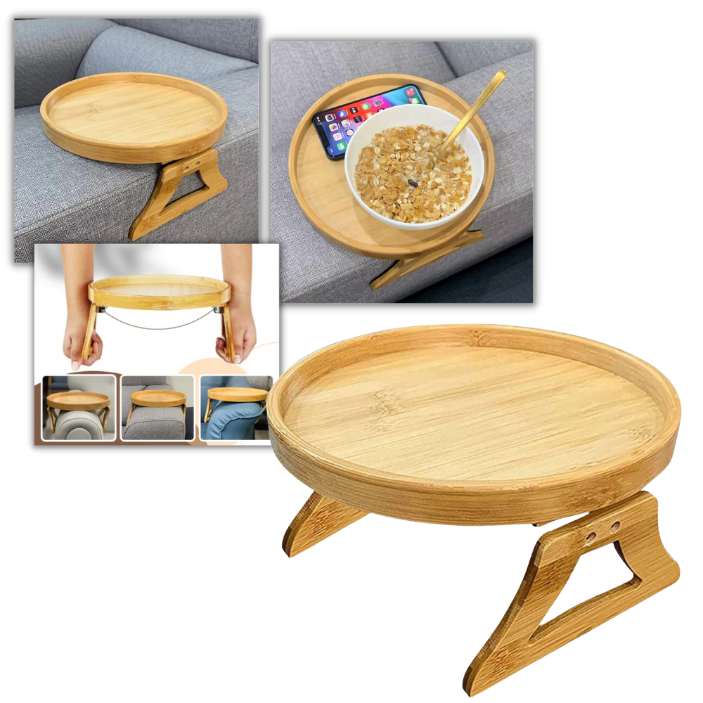 Table d'accoudoir en bois pliable