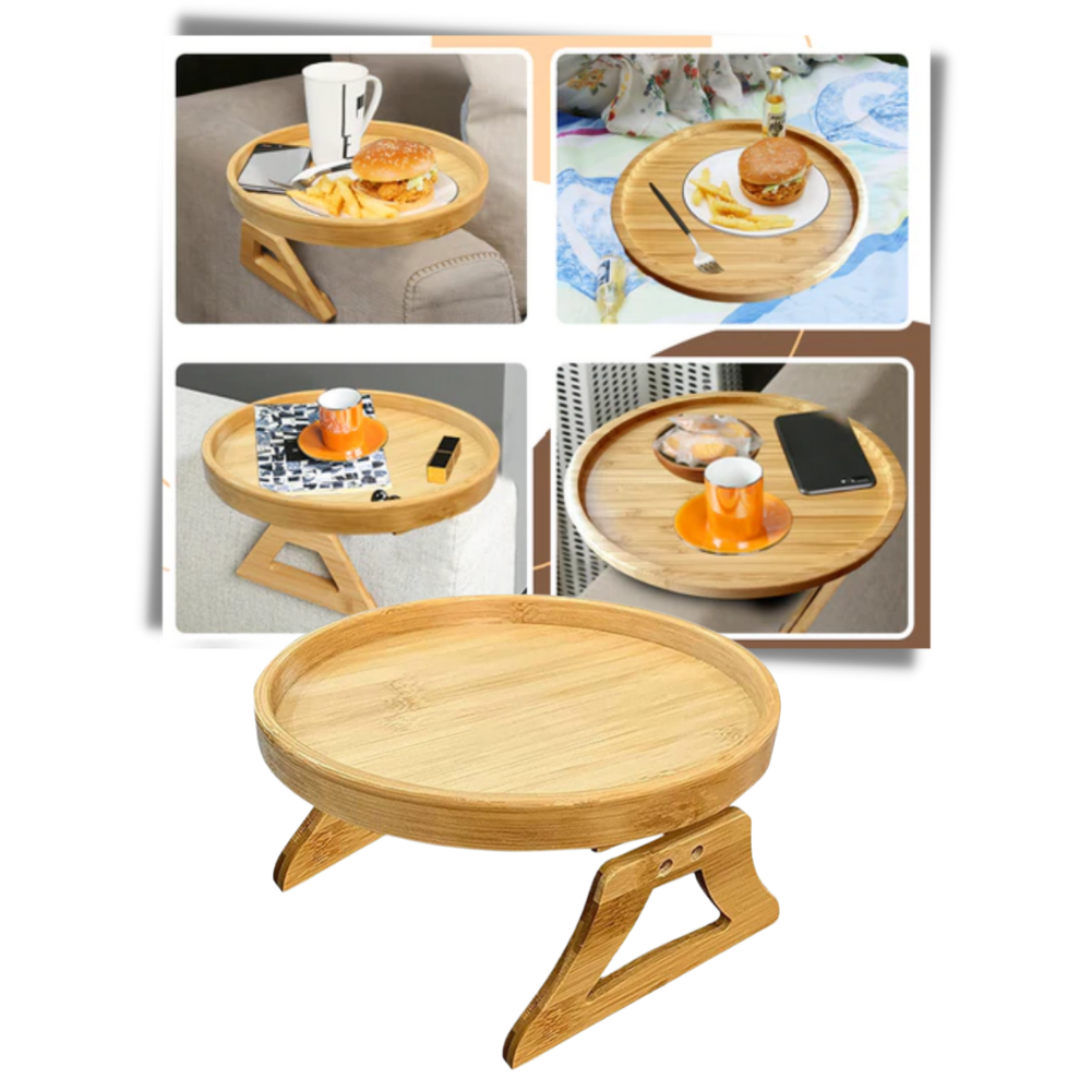 Table d'accoudoir en bois pliable