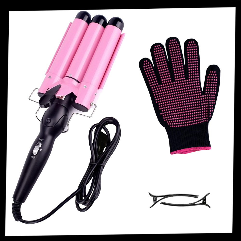 Fer à boucler en céramique à triple barillet