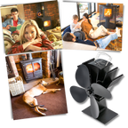 Ventilateur de poêle à 4 pales alimenté par la chaleur pour cheminées