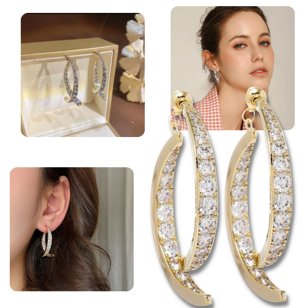 Boucles d'oreilles doré/ argenté en courbe croisée