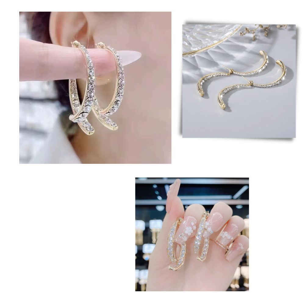 Boucles d'oreilles doré/ argenté en courbe croisée