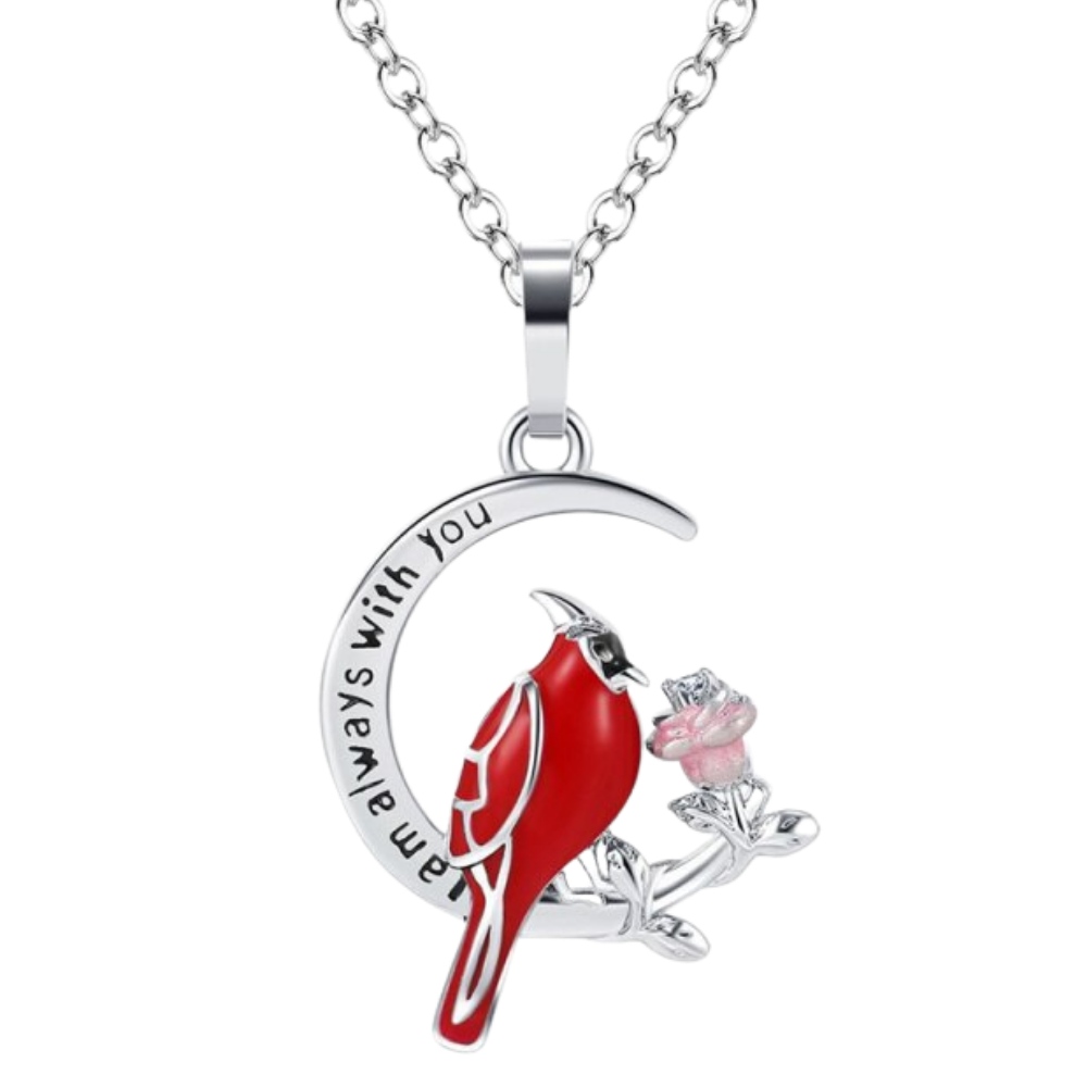 Collier à pendentif de cardinal en forme de cœur