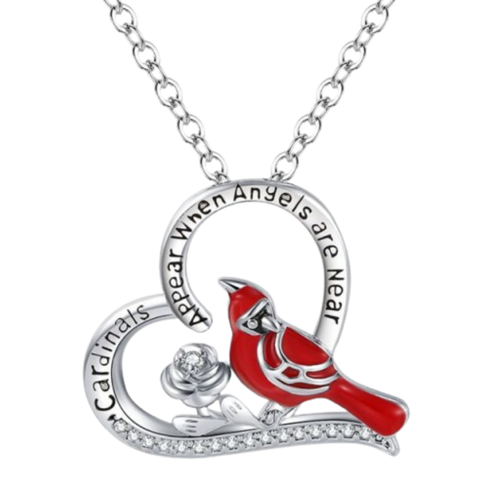 Collier à pendentif de cardinal en forme de cœur