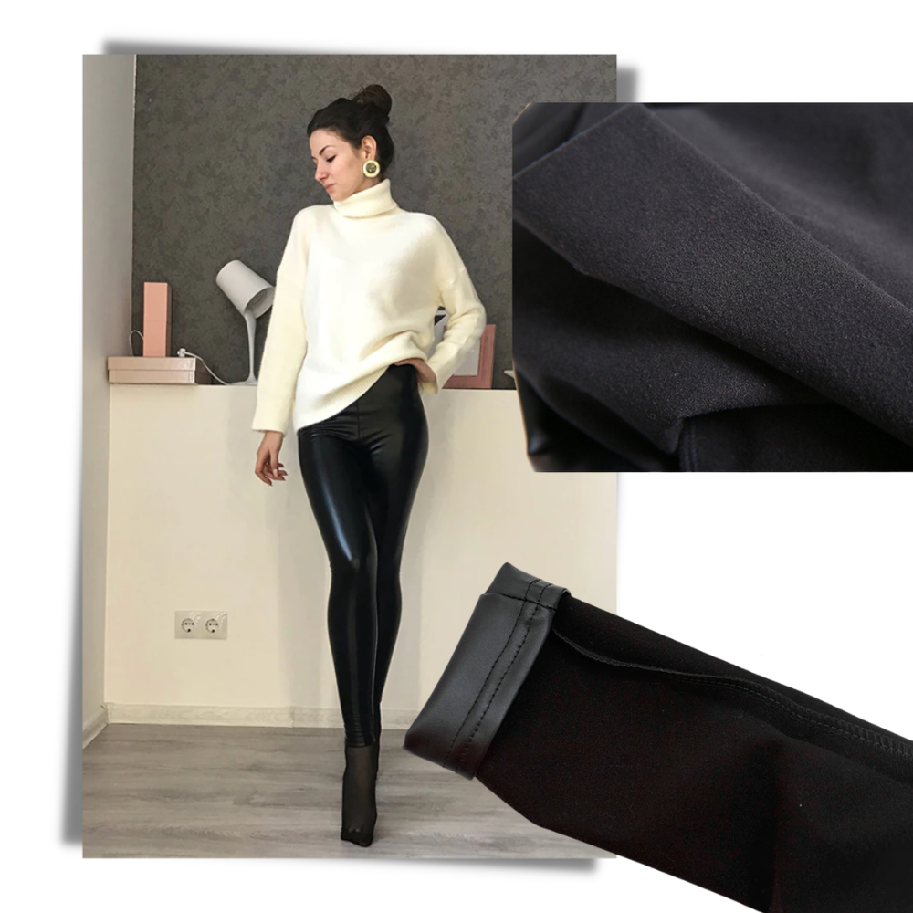 Pantalon en cuir artificiel à taille haute