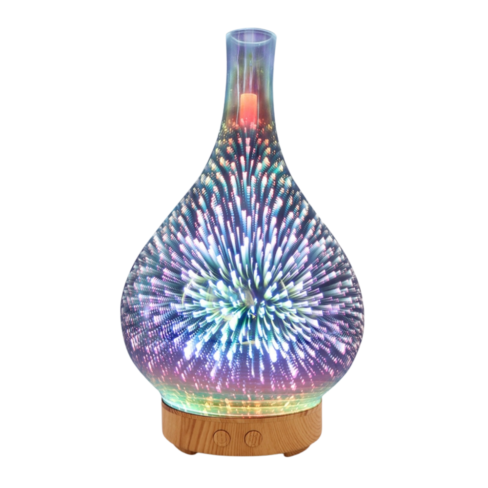 Diffuseur d'huiles essentielles en forme de vase avec le motif des feux d'artifice