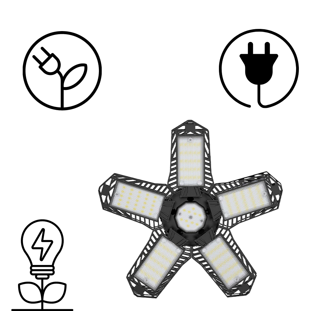 Lumière de garage avec 5 panneaux pliables