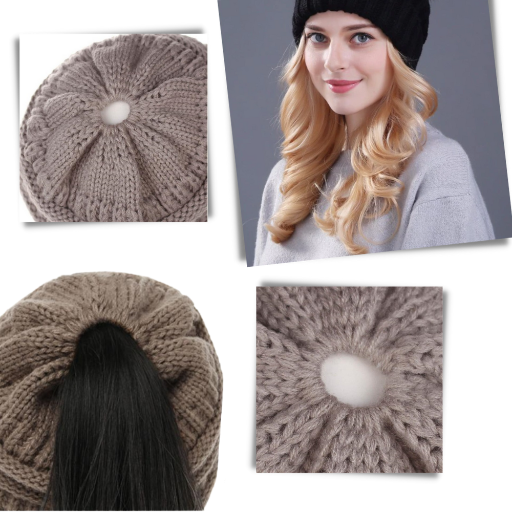 Bonnet à trou pour queue de cheval et chignon