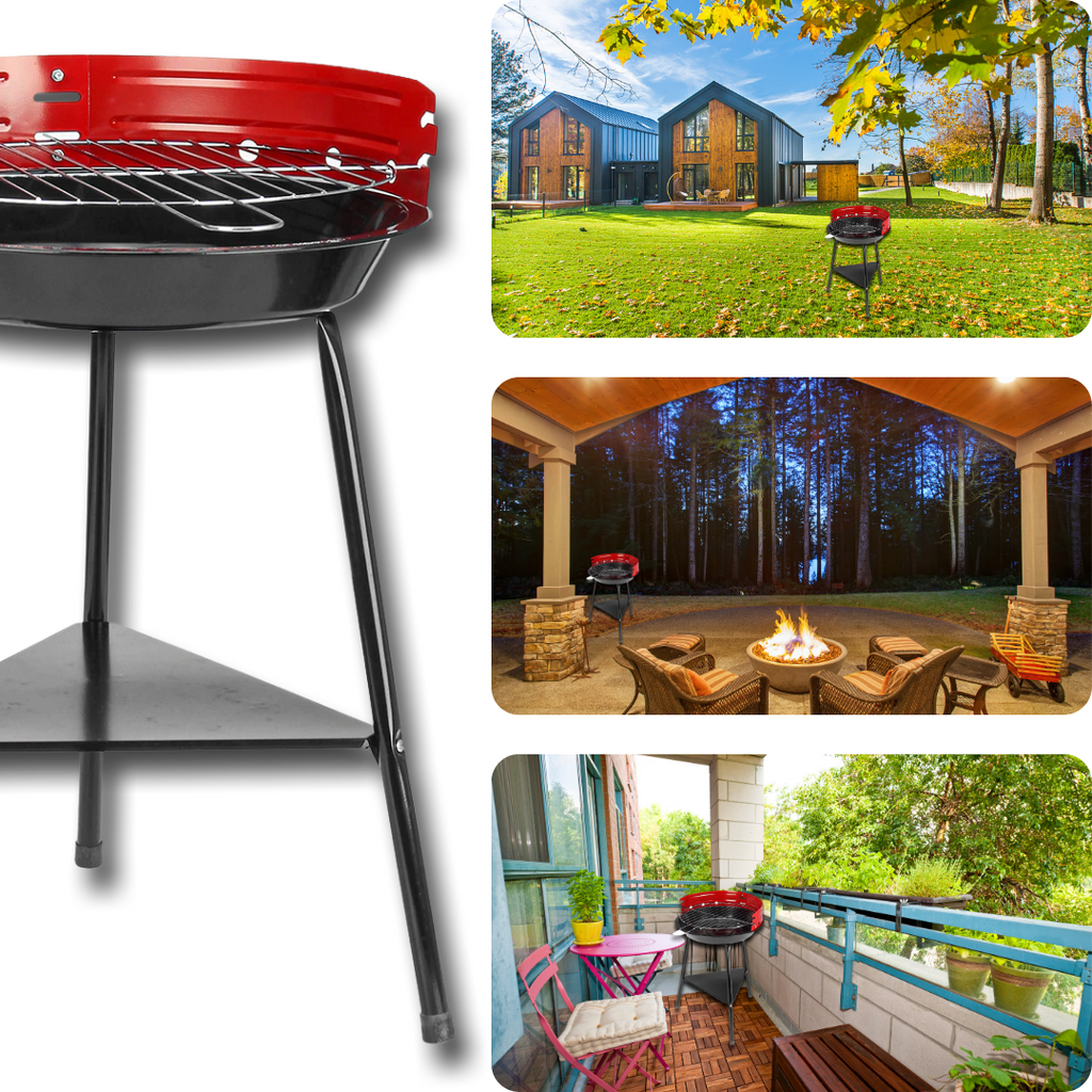 Barbecue Portatif Rond Au Charbon De Bois