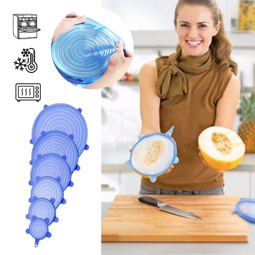 6 couvercles extensibles en silicone