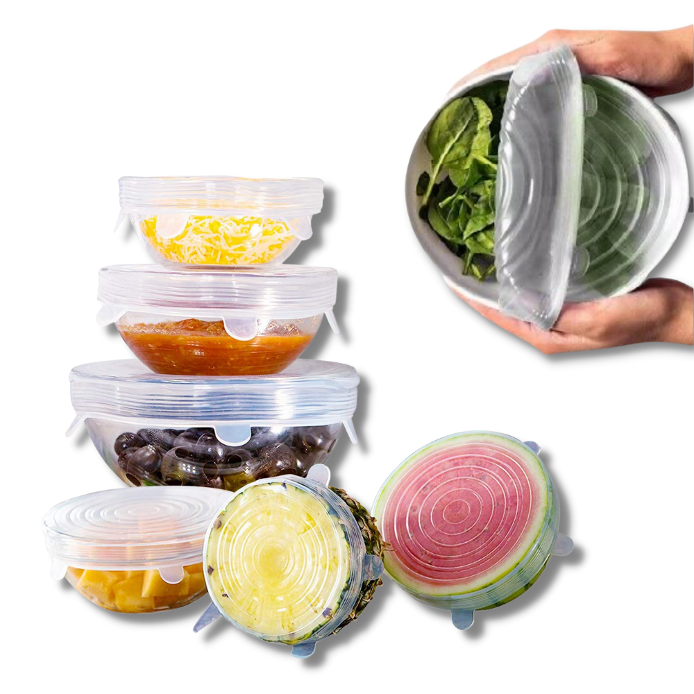 6 couvercles extensibles en silicone