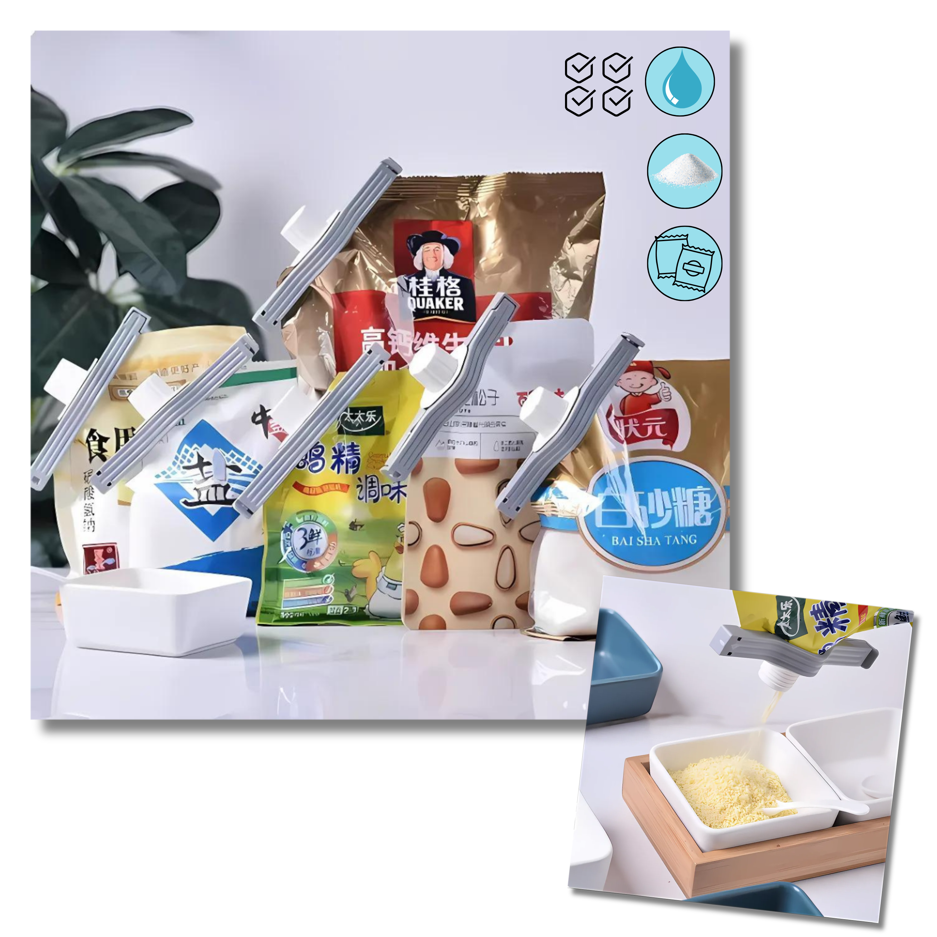 Pinces hermétiques pour sacs de chips