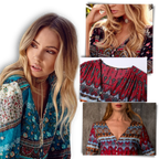 Robe longue à col en V de style bohème