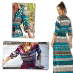 Robe longue à col en V de style bohème