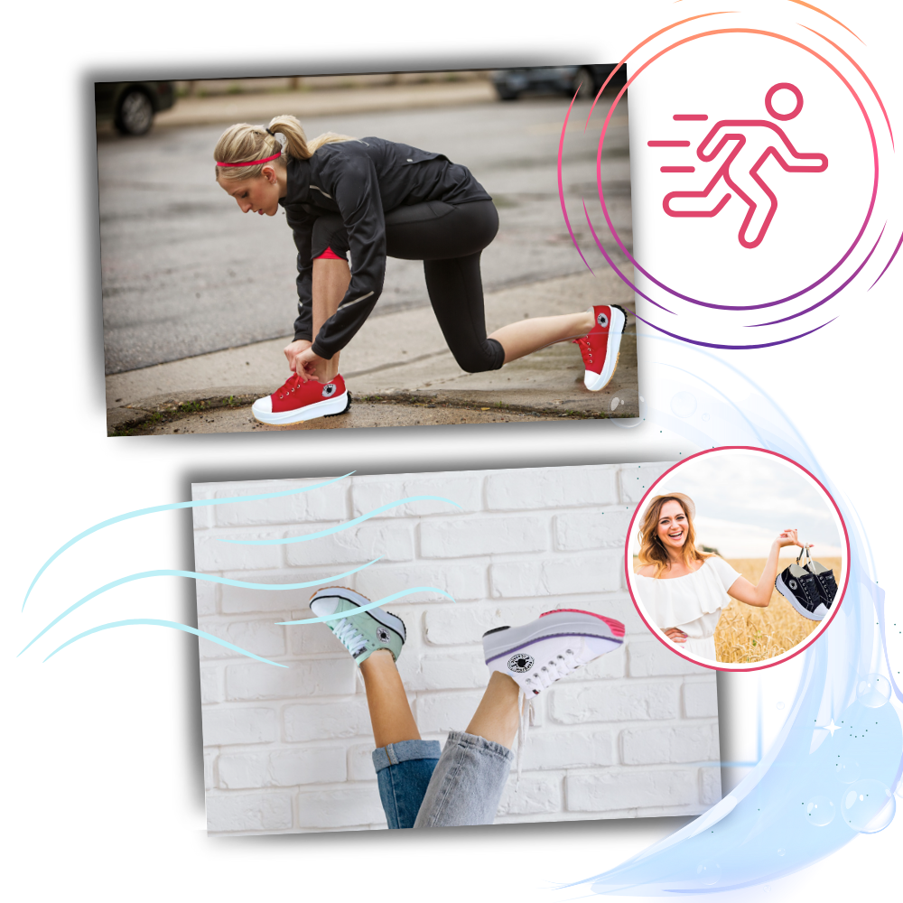 Sneakers anti-dérapantes en toile confortablement surélevées