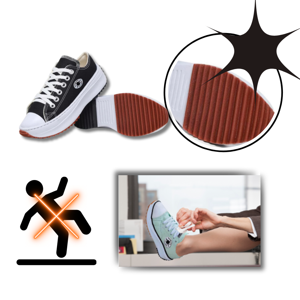 Sneakers anti-dérapantes en toile confortablement surélevées