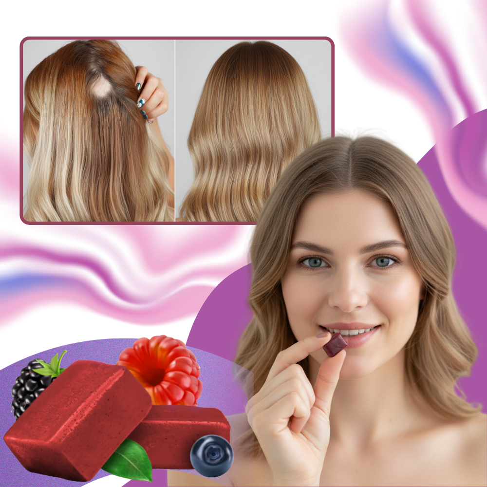 Gummies fruités et enrichis à la biotine pour cheveux