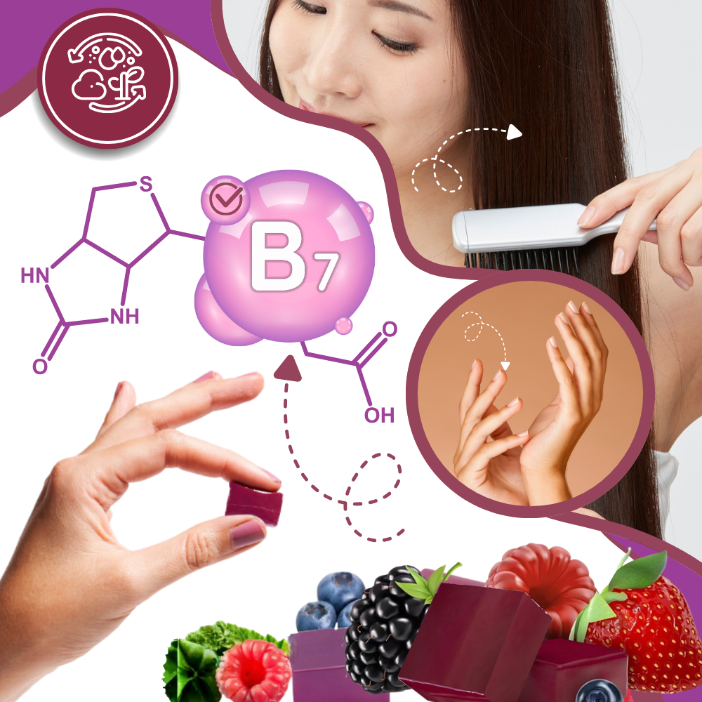 Gummies fruités et enrichis à la biotine pour cheveux