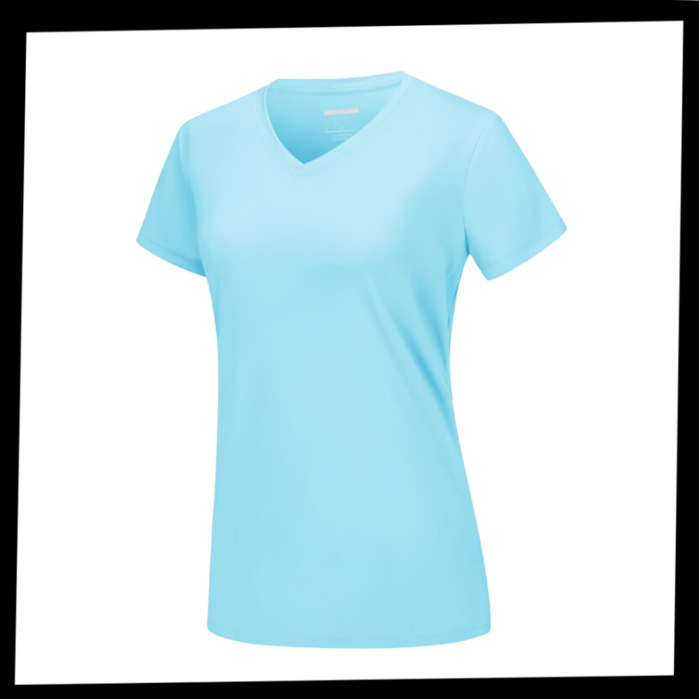 T-shirt rafraîchissant col en V pour femme