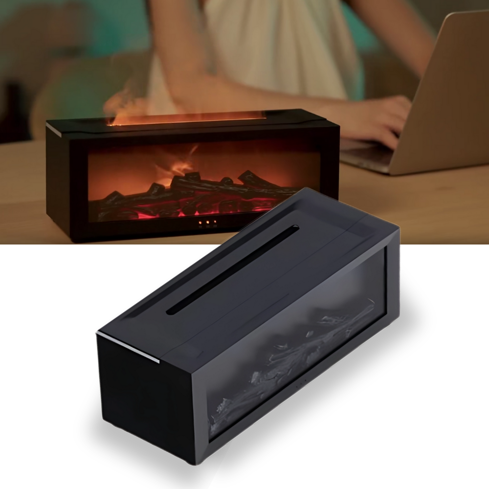 Diffuseur d'huiles essentielles avec simulation de cheminée LED