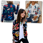 Blouson bomber à fleurs à manches longues