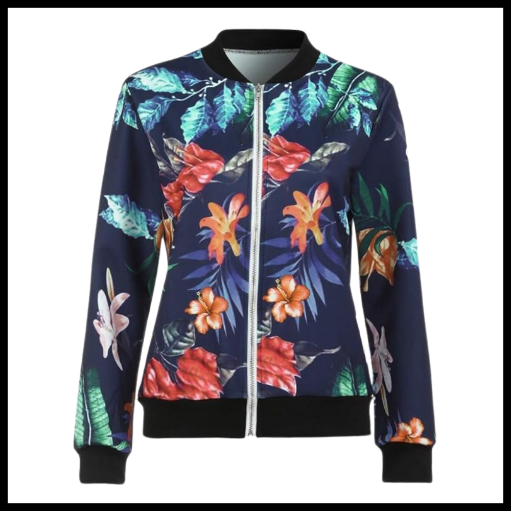 Blouson bomber à fleurs à manches longues