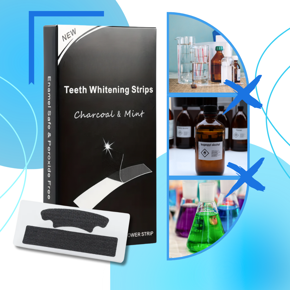 Bandes de blanchiment des dents au charbon et à la menthe