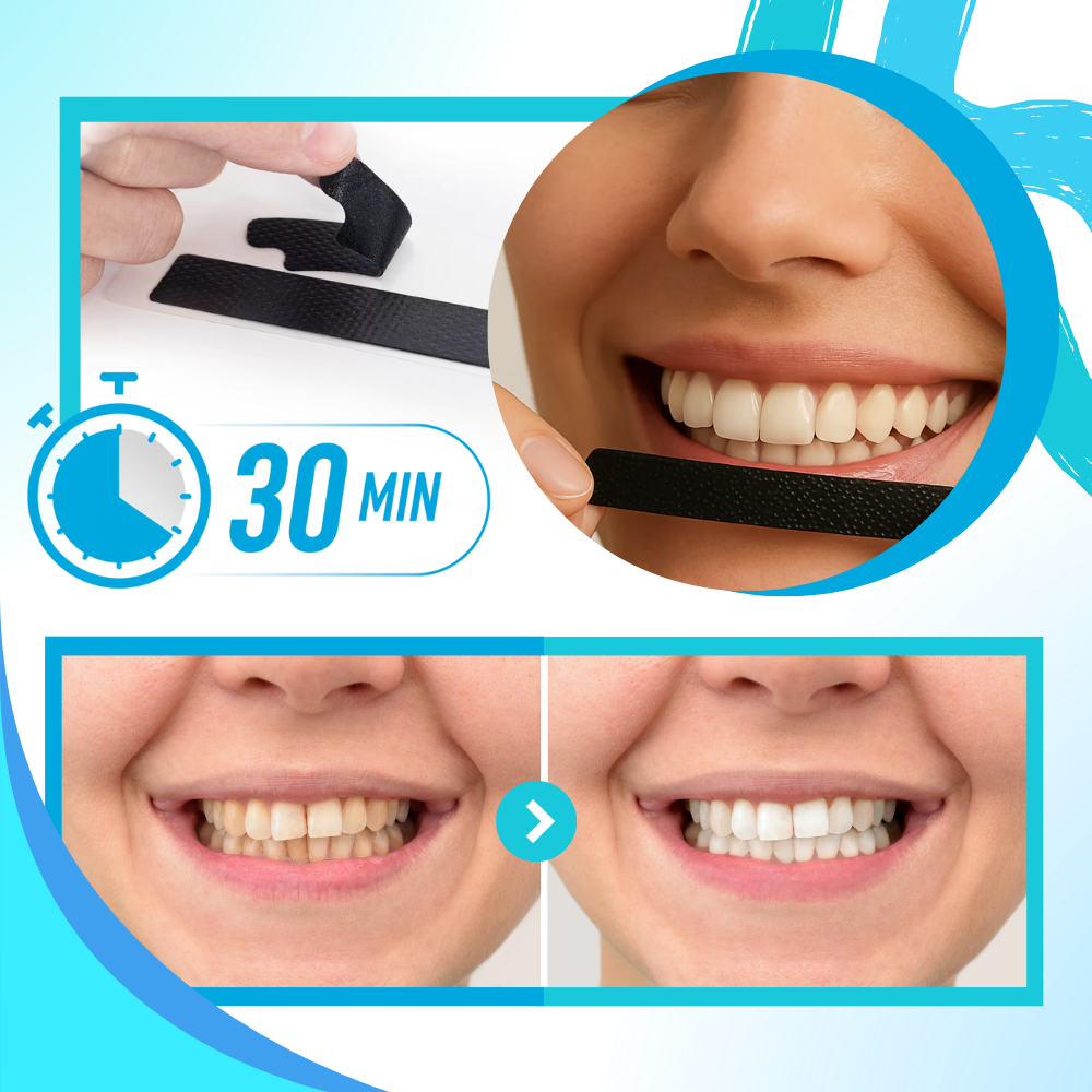 Bandes de blanchiment des dents au charbon et à la menthe