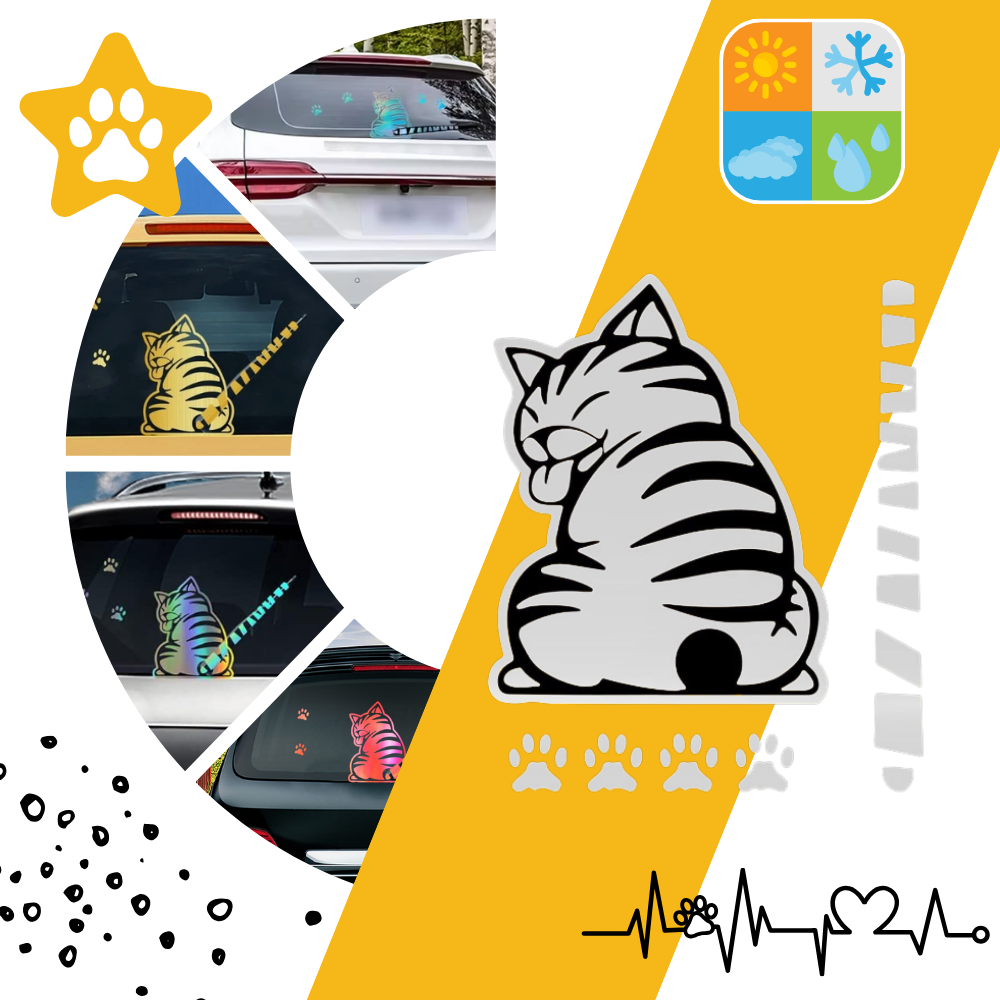 Autocollant pour essuie-glace chat espiègle