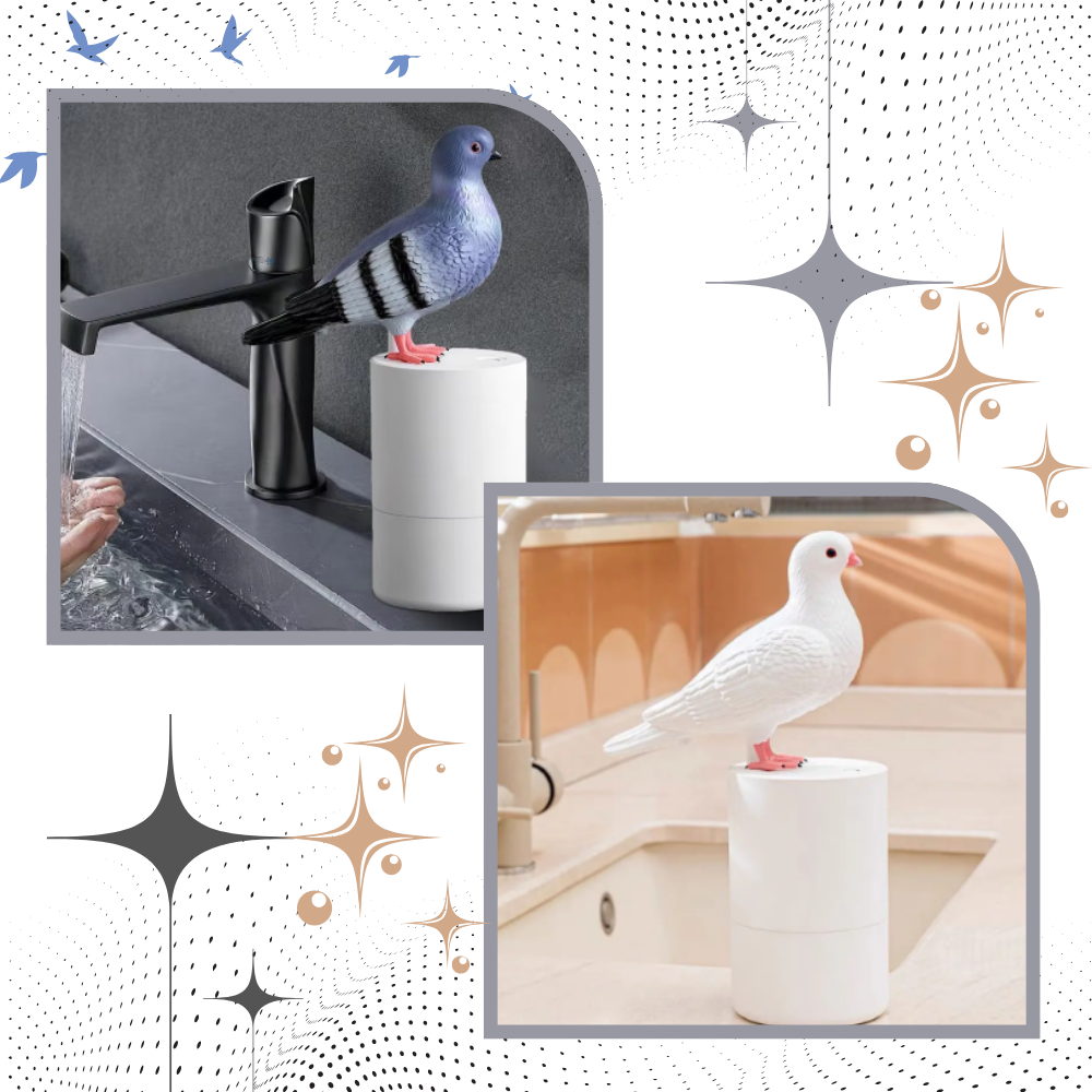 Distributeur de savon automatique en forme de pigeon