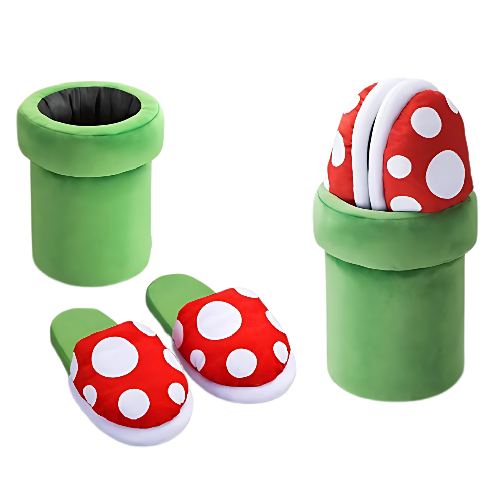 Pantoufles plante piranha de Mario en peluche