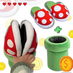 Pantoufles plante piranha de Mario en peluche