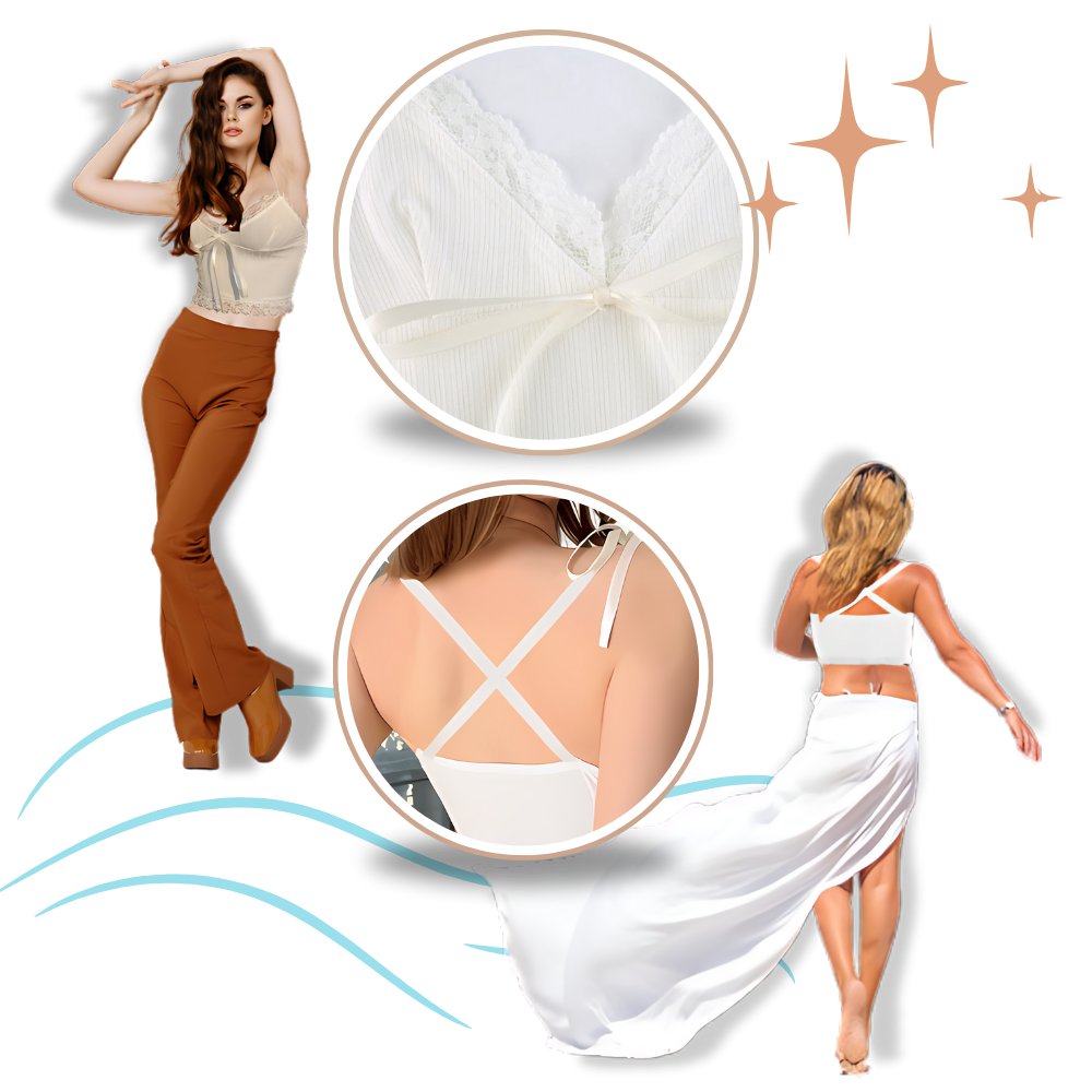 Top court à bordures en dentelle