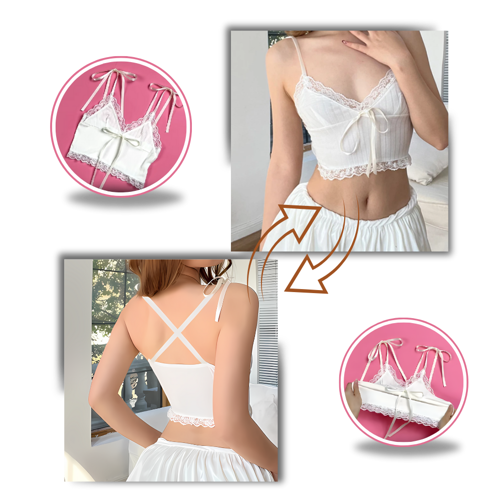 Top court à bordures en dentelle